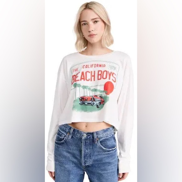 Daydreamer Tops - Daydreamer The Beach Boys license plate cropped Long Sleeve Crop Size Large